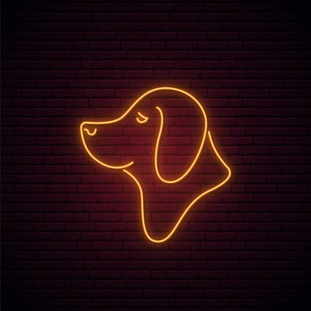 Neon dog sign Glowing Labrador dog icon