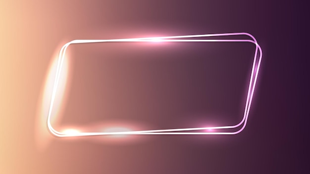 Vector neon double frame with shining effects