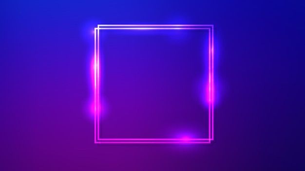 Vector neon double square frame