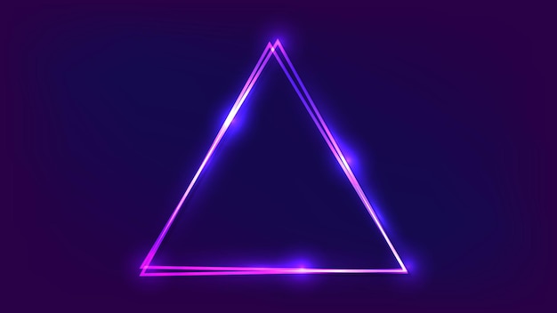 Neon double triangular frame with shining effects