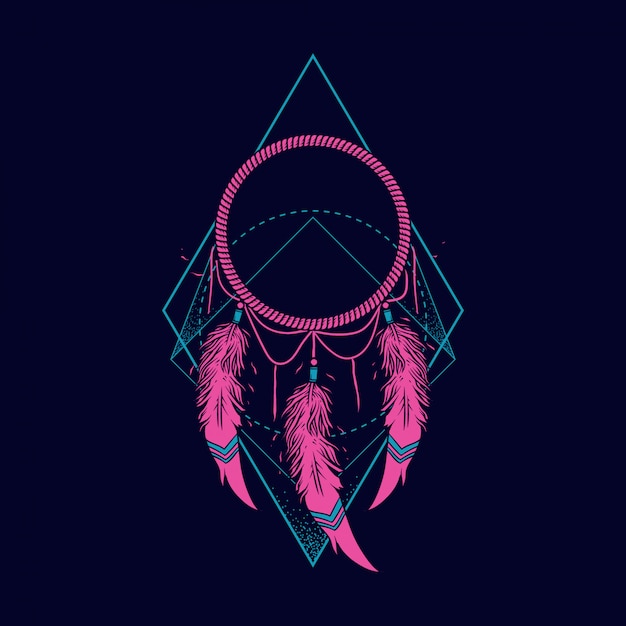 neon dreamcatcher illustration 