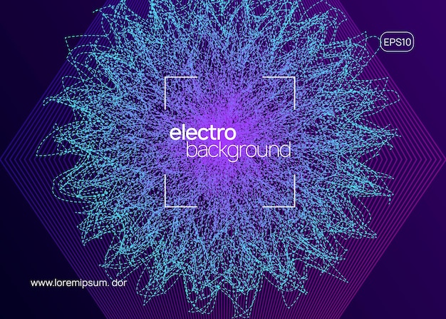 Vector neon edm flyer electro trance music techno dj party electroni