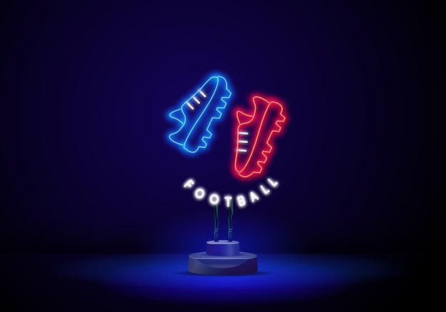 Neon football boots illustration vector outline soccer boots for sports background