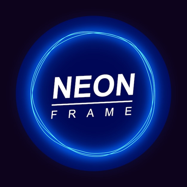 Neon frame round shape.  neon frame for the design of ad, banner, poster, signboard.