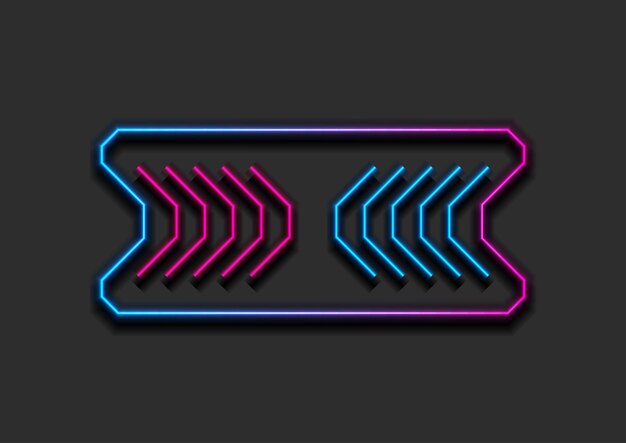 Neon frame with arrows sign tech abstract background