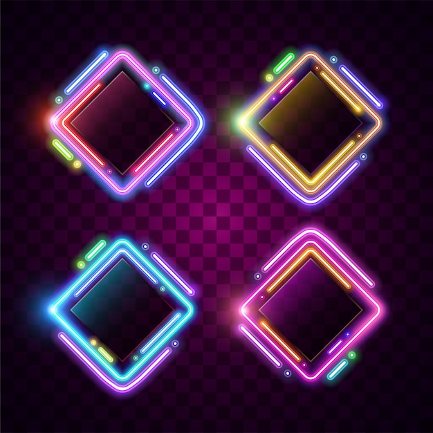 Vector neon frames design.