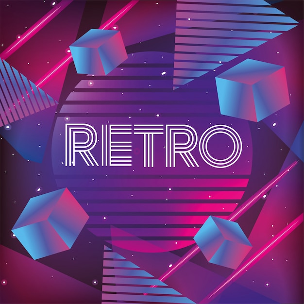 Vector neon geometric texture and retro style