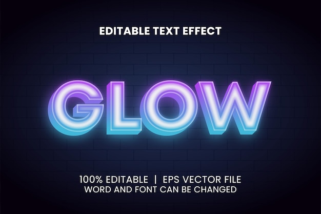 Neon glow editable text effect