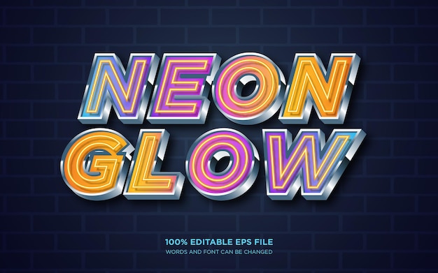 Neon Glow editable text style effect