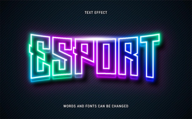 Neon glowing esport text effect editable eps cc