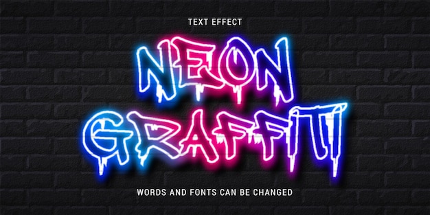 neon glowing graffiti text effect editable eps cc