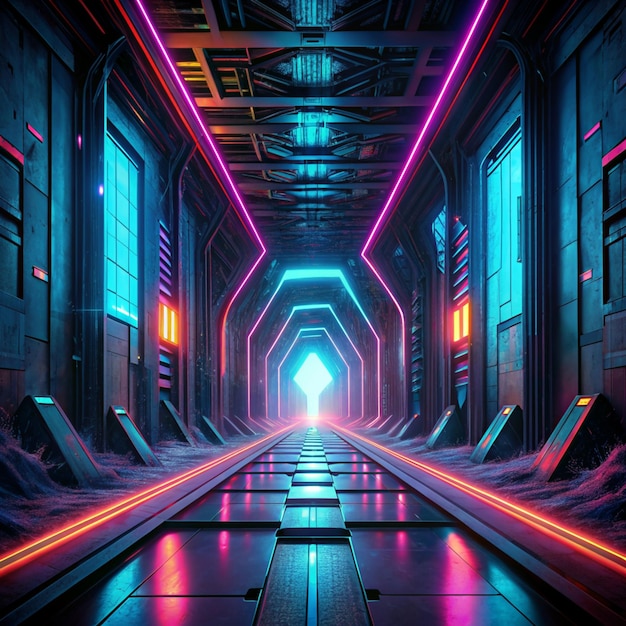 Neon Glowing Hallway