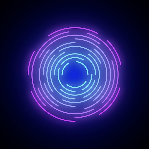 Neon glowing round frame