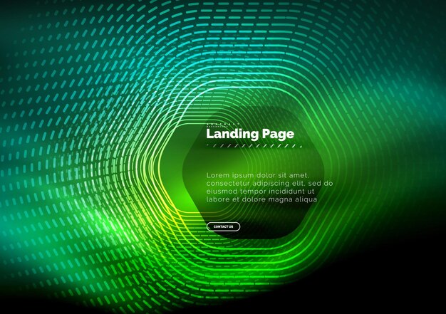 Neon glowing techno hexagon shape lines hitech futuristic abstract background landing page template