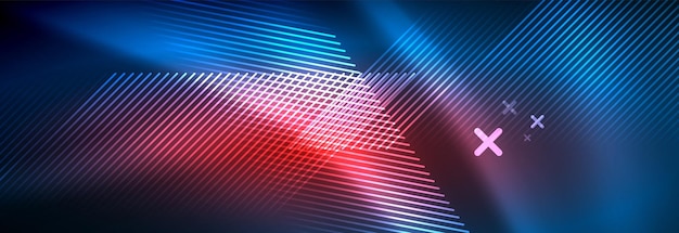 Vector neon glowing techno lines hitech futuristic abstract background template with lines