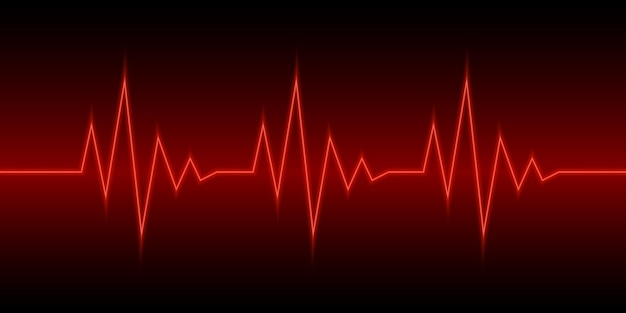 Neon Heartbeat or pulse. Vector illustration. Red line of heart rate. Heart pulse graphic. Neon heartbeat cardiogram