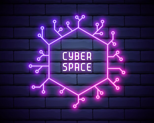 Vector neon hexagon pattern glowing for advertisement and bannercyber hexagone icon for club and bar cyber space icon