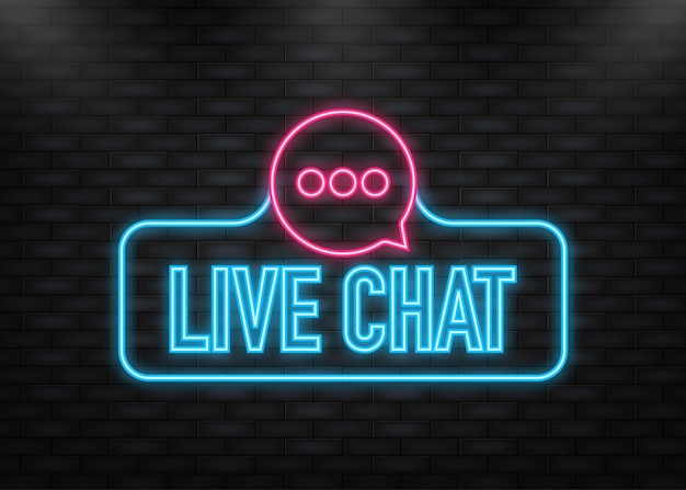 Vector neon icon live chat in flat style online support call center customer service client comment