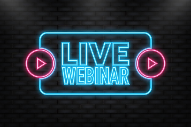 Vector neon icon live webinar button icon vector design