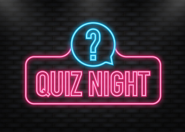 Neon Icon Quiz night Element template for design