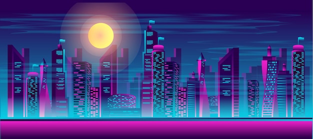 Neon Illustration city at night