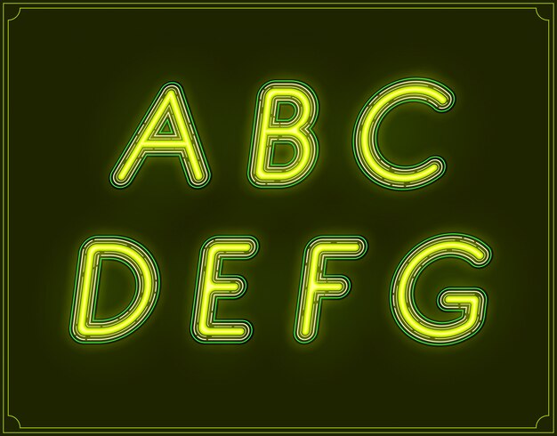 Vector neon italic font type alphabet.