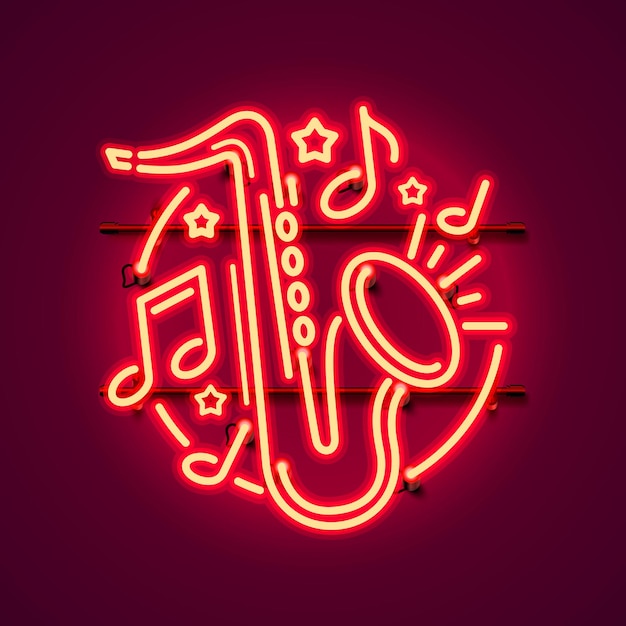 Neon label music jazz banner.