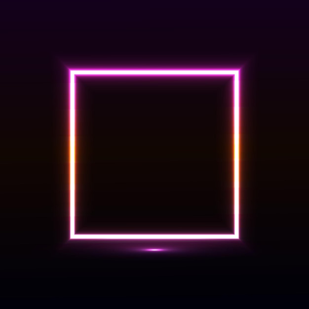 Vector neon lamp purple neon rectangle glowing circle pink neon vector illustration