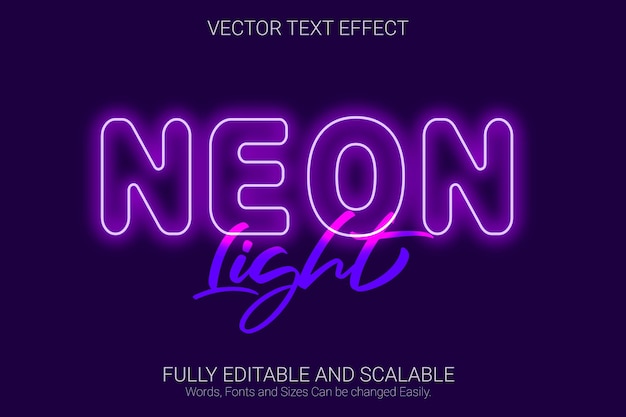 neon light editable text effect, neon color text style