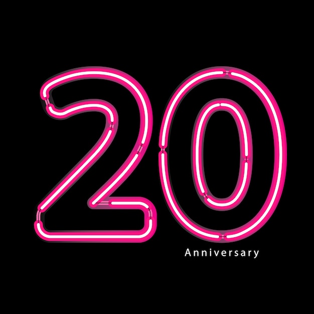 Neon light effect 20th year anniversary