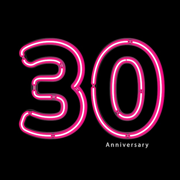 Neon light effect 30th year anniversary