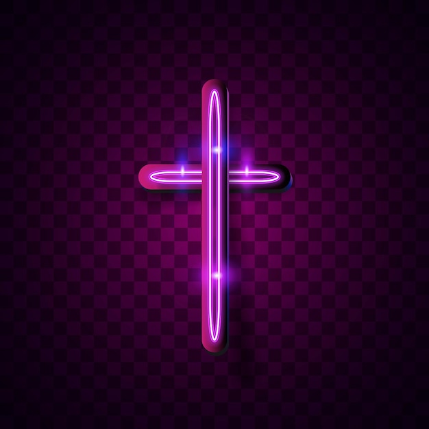 Vector neon light glow glowing shiny background vector cross jesus christian catholic sign neon sign game gaming technology tech modern futuristic pink abstract