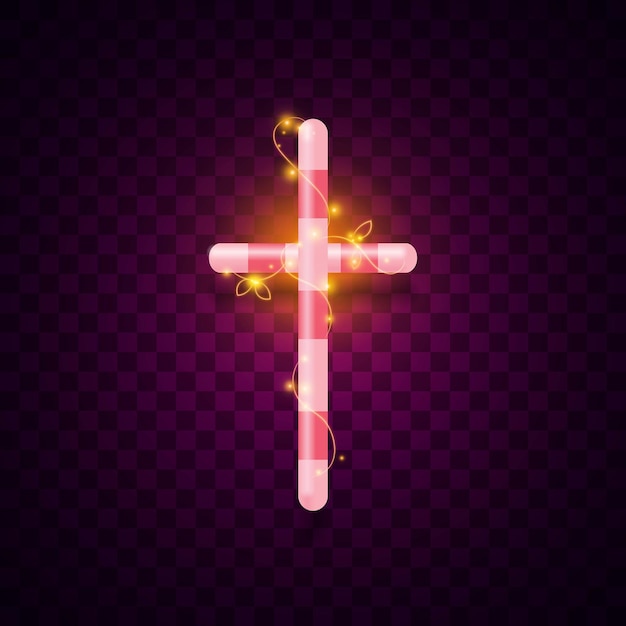 Vector neon light glow glowing shiny background vector cross jesus christian catholic sign neon sign game gaming technology tech modern futuristic pink abstract