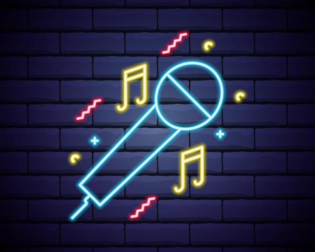 Neon Light Glowing Retro Live Music with Radio Symbol Music Note Icon Graphic Vector Illustration Design