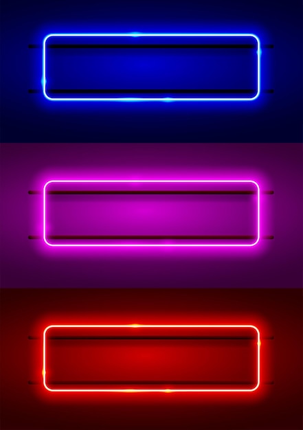 Neon light in the shape of a geometric rectangle vector illustration design element template