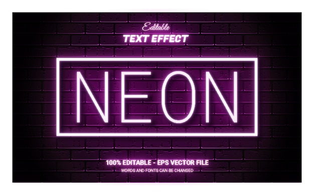 Neon light text effect, editable retro and glowing text style