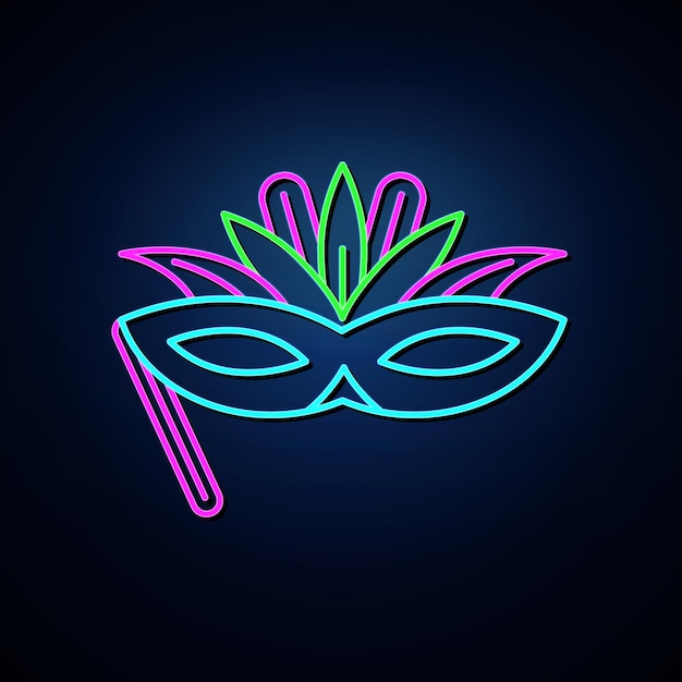 Neon Mask icon that looks clear Festive mask icon set with neon stripes