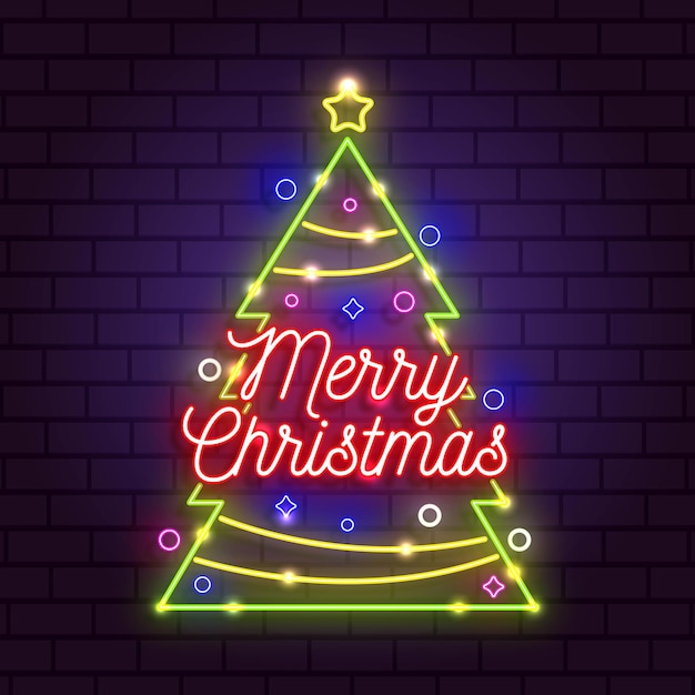 Neon merry christmas concept