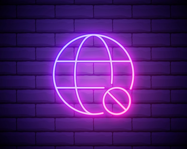 Neon no wireless connection and wifi internet connection icon vector illustration