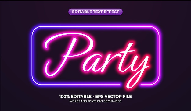 Neon party text effect Editable glowing and bright text effect Modern graphic styles