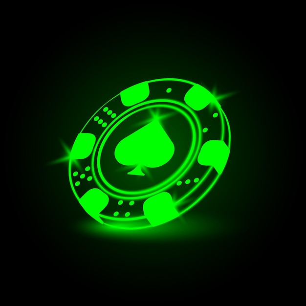 Neon poker chip with spades