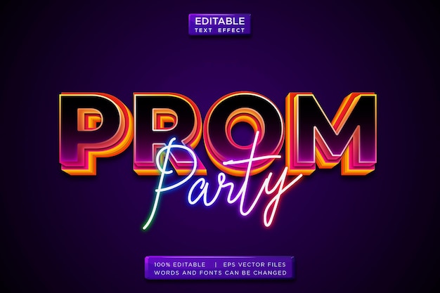 Neon Prom Night Party Text Effect Template