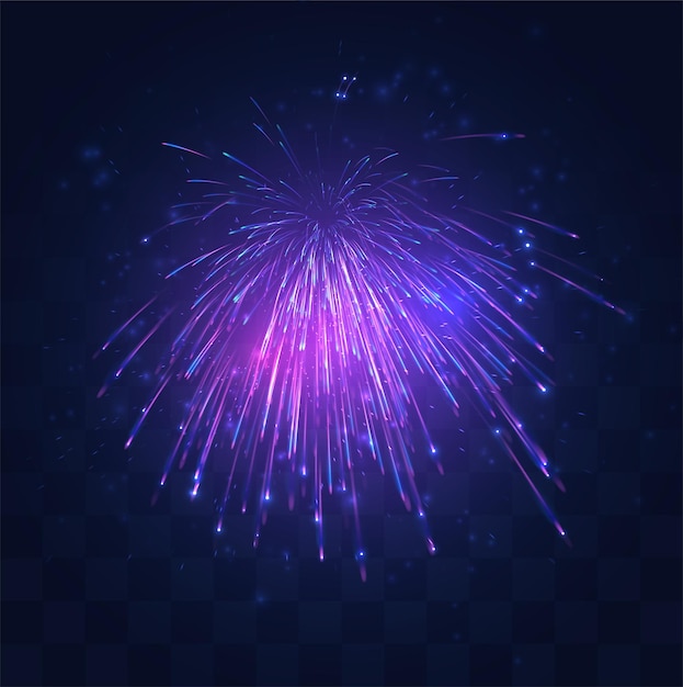 Neon, purple burst of vector fireworks on replaceable mosaic