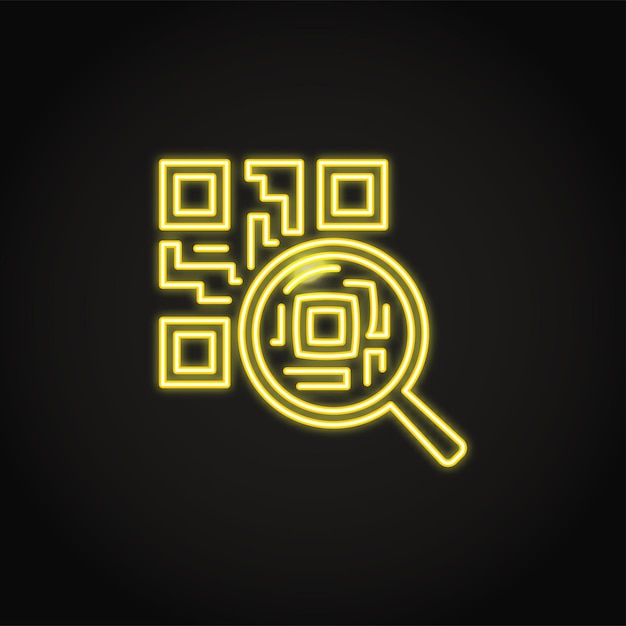 Neon Qr code verification icon