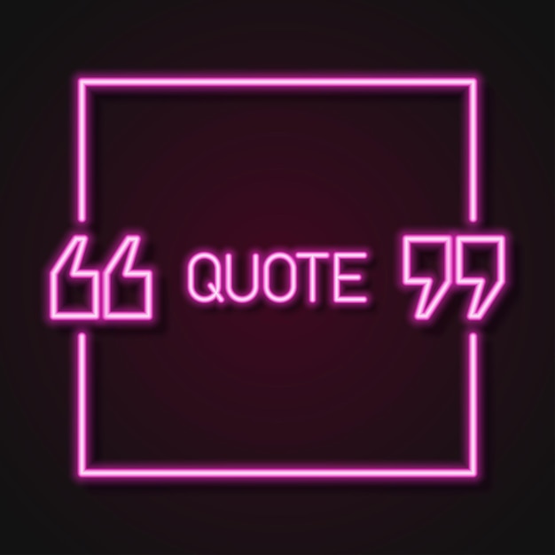 Neon quotation bubble. Vector illustration.