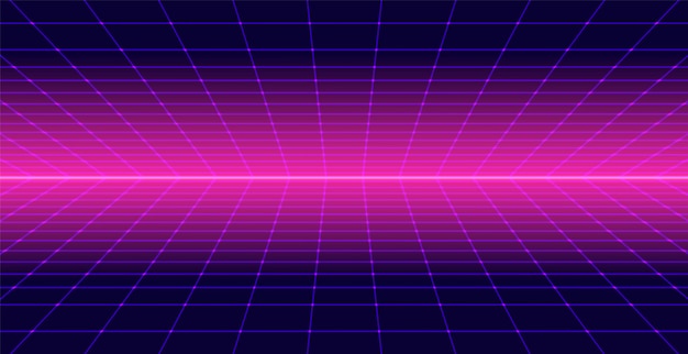 Vector neon retro 3d background landscape 80s