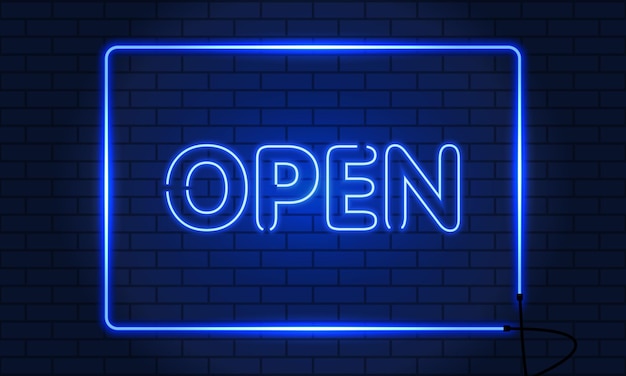 Neon retro inscription Open.