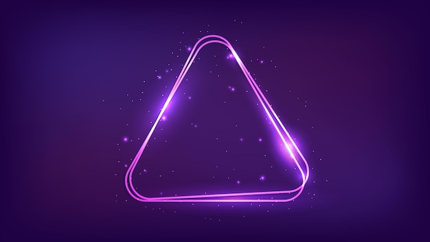 Neon rounded triangle frame with shining effects