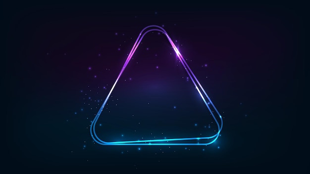 Neon rounded triangle frame with shining effects