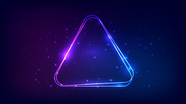 Neon rounded triangle frame with shining effects